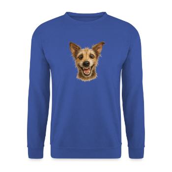 Wahnsinnig fröhlicher Hundekopf - Unisex Pullover - Royalblau - Vorne - Alina (178cm) & Michal (187cm)