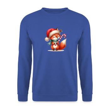 Festlicher Fuchs mit Zuckerstange - Unisex Pullover - Royalblau - Vorne - Alina (178cm) & Michal (187cm)