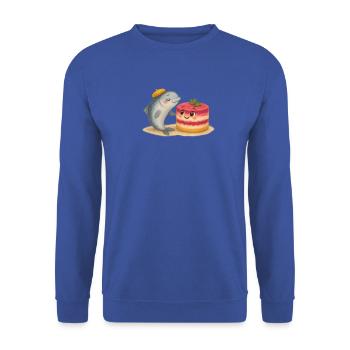 Hering trifft auf Schuba - Unisex Pullover - Royalblau - Vorne - Alina (178cm) & Michal (187cm)