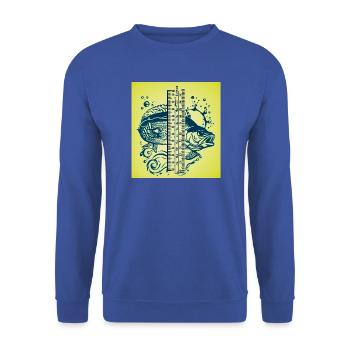 Fischmesser Art Gelb - Unisex Pullover - Royalblau - Vorne - Alina (178cm) & Michal (187cm)