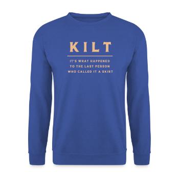 Kilt Schottland Scotland Schottenrock - Unisex Pullover - Royalblau - Vorne - Alina (178cm) & Michal (187cm)