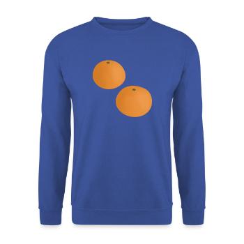 Mandarin-Orangen - Unisex Pullover - Royalblau - Vorne - Alina (178cm) & Michal (187cm)