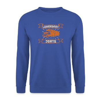 Jonte als Trucker - Unisex Pullover - Royalblau - Vorne - Alina (178cm) & Michal (187cm)