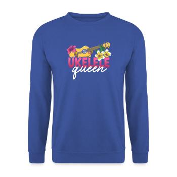 Hawaiian Ukulele Uke Queen Ukulele - Unisex Pullover - Royalblau - Vorne - Alina (178cm) & Michal (187cm)