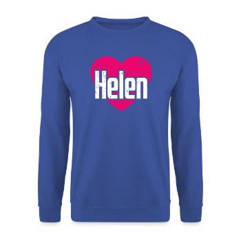 I Love Helen Pinkes Herz Ich liebe Helen - Unisex Pullover - Royalblau - Vorne - Alina (178cm) & Michal (187cm)