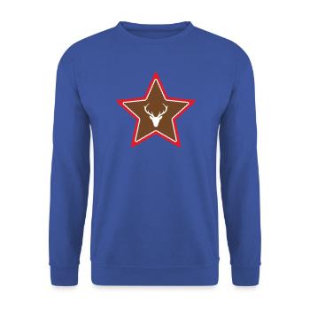 Stern mit Hirschkopf - Unisex Pullover - Royalblau - Vorne - Alina (178cm) & Michal (187cm)