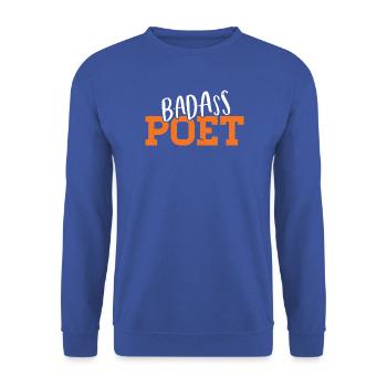 Badass Poet Typography Design - Unisex Pullover - Royalblau - Vorne - Alina (178cm) & Michal (187cm)