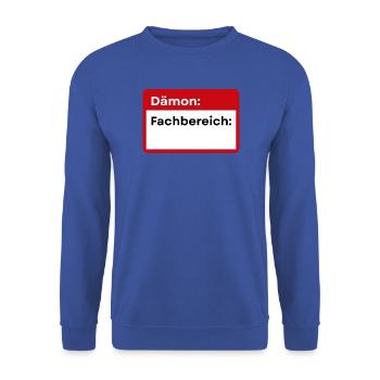 Dämonischer Fachbereich Badge - Unisex Pullover - Royalblau - Vorne - Alina (178cm) & Michal (187cm)