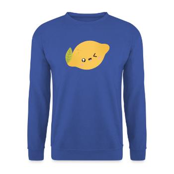 Lemon Kawaii - Unisex Pullover - Royalblau - Vorne - Alina (178cm) & Michal (187cm)