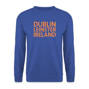 Dublin – Irland Textdesign - Unisex Pullover - Royalblau - Vorne - Alina (178cm) & Michal (187cm)