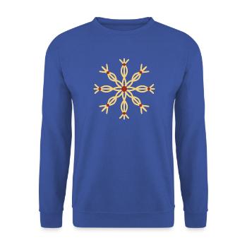 Strohstern-Ornament - Unisex Pullover - Royalblau - Vorne - Alina (178cm) & Michal (187cm)