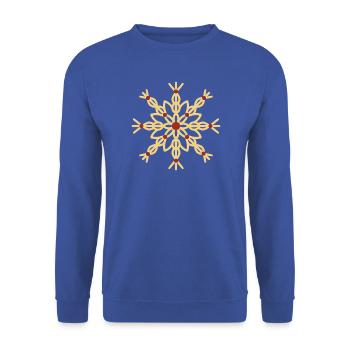 Strohstern-Ornament - Unisex Pullover - Royalblau - Vorne - Alina (178cm) & Michal (187cm)
