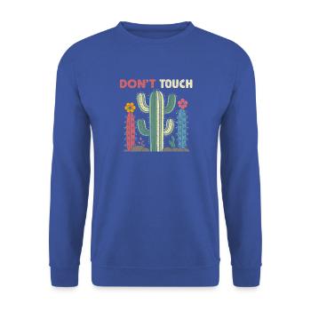 Kakteen nicht anfassen - Unisex Pullover - Royalblau - Vorne - Alina (178cm) & Michal (187cm)