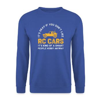 Spielzeugauto RC Car - Unisex Pullover - Royalblau - Vorne - Alina (178cm) & Michal (187cm)