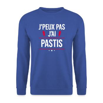 Ich kann nicht, ich pastis Humor Aperitif - Unisex Pullover - Royalblau - Vorne - Alina (178cm) & Michal (187cm)