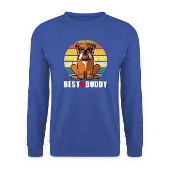 Süßer englischer Bulldoggenhund Best Buddy Retro Vintage - Unisex Pullover - Royalblau - Vorne - Alina (178cm) & Michal (187cm)