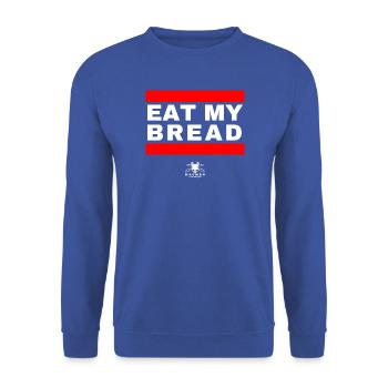 Iss Mein Brot - Was sonst? :) - Unisex Pullover - Royalblau - Vorne - Alina (178cm) & Michal (187cm)