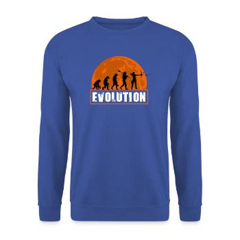 Archery Evolution Hunter Silhouette Retro Vintage - Unisex Pullover - Royalblau - Vorne - Alina (178cm) & Michal (187cm)