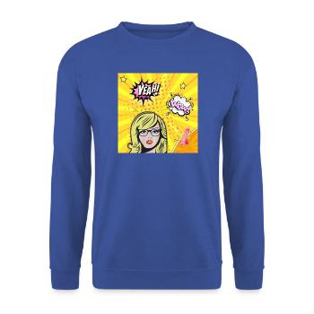 Pop-Art-Wow - Unisex Pullover - Royalblau - Vorne - Alina (178cm) & Michal (187cm)
