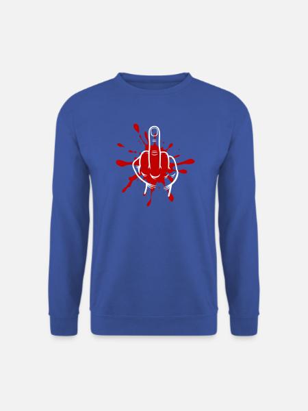 Mittelfinger Hand Rote Farbspritzer - Unisex Pullover - Royalblau