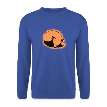 Fuchs schlafend: Niedlich, Kawaii & Comic Stil - Unisex Pullover - Royalblau - Vorne - Alina (178cm) & Michal (187cm)