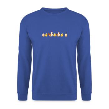 Evolution Ei-Küken-Henne-Darwin - Unisex Pullover - Royalblau - Vorne - Alina (178cm) & Michal (187cm)