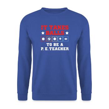 Sportlehrer Sportunterricht Sport Lehrer - Unisex Pullover - Royalblau - Vorne - Alina (178cm) & Michal (187cm)