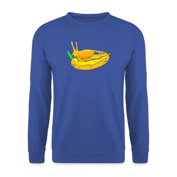 Banane Schnecke - Unisex Pullover - Royalblau - Vorne - Alina (178cm) & Michal (187cm)