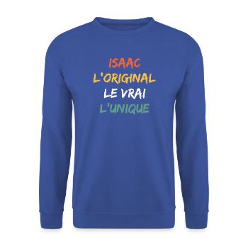 Isaac Original Der Wahre Der Eine - Unisex Pullover - Royalblau - Vorne - Alina (178cm) & Michal (187cm)