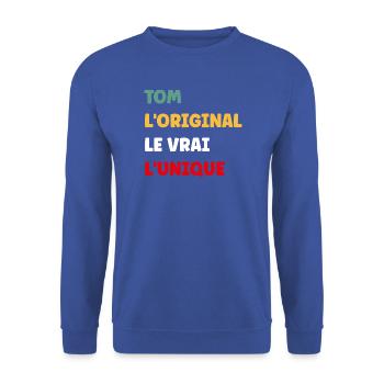 Tom - Unisex Pullover - Royalblau - Vorne - Alina (178cm) & Michal (187cm)