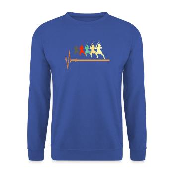 Samurai-Herzschlag-Krieger Bushido-Silhouette - Unisex Pullover - Royalblau - Vorne - Alina (178cm) & Michal (187cm)