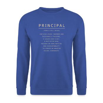 Direktor Schulleitung Schule Rektor Schulleiter - Unisex Pullover - Royalblau - Vorne - Alina (178cm) & Michal (187cm)
