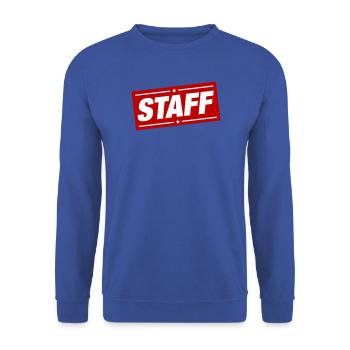 Staff Mitglied - Unisex Pullover - Royalblau - Vorne - Alina (178cm) & Michal (187cm)