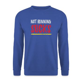 Nicht laufen ist echt blöd - Unisex Pullover - Royalblau - Vorne - Alina (178cm) & Michal (187cm)