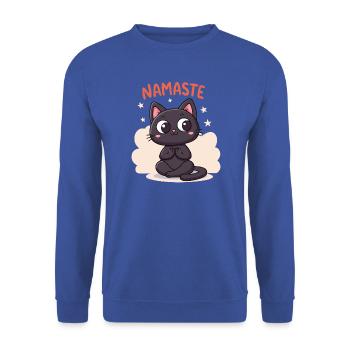 Zen-Katze Namaste - Unisex Pullover - Royalblau - Vorne - Alina (178cm) & Michal (187cm)