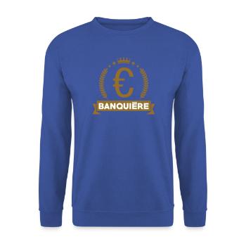 Banker | Bankwesen | Finanzen - Unisex Pullover - Royalblau - Vorne - Alina (178cm) & Michal (187cm)