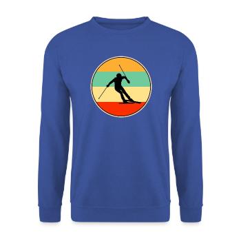 Retro-Skifahrer-Silhouette Vintage Wintersportkunst - Unisex Pullover - Royalblau - Vorne - Alina (178cm) & Michal (187cm)