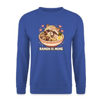 Ramen Waschbär Nudeln - Unisex Pullover - Royalblau - Vorne - Alina (178cm) & Michal (187cm)