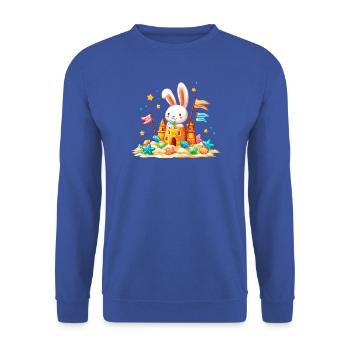 Häschen am Strand Sandkasten - Unisex Pullover - Royalblau - Vorne - Alina (178cm) & Michal (187cm)