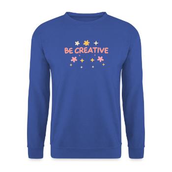 Sei kreativ – Pastel Doodle Tippfehler - Unisex Pullover - Royalblau - Vorne - Alina (178cm) & Michal (187cm)