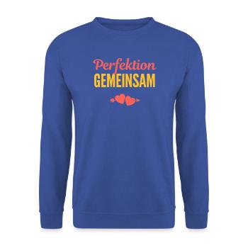 Perfektion Gemeinsam: Liebe im Team - Unisex Pullover - Royalblau - Vorne - Alina (178cm) & Michal (187cm)