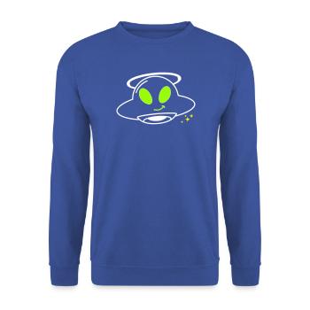 Pilote extraterrestre d’OVNI mignon Kawaii Vector - Sweat-shirt Unisexe - bleu royal - Devant - Alina (178cm) & Michal (187cm)
