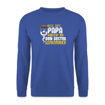 Alles Gute Papa wünscht dir dein bester Schwimmer - Unisex Pullover - Royalblau - Vorne - Alina (178cm) & Michal (187cm)