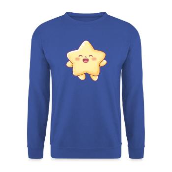 Kawaii Sternchen Lächeln Stern Kinder - Unisex Pullover - Royalblau - Vorne - Alina (178cm) & Michal (187cm)