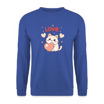 Verehrte Herzkatze und Pastellliebe - Unisex Pullover - Royalblau - Vorne - Alina (178cm) & Michal (187cm)