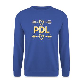 Danke Herz - PDL Pflegedienstleitung - Unisex Pullover - Royalblau - Vorne - Alina (178cm) & Michal (187cm)