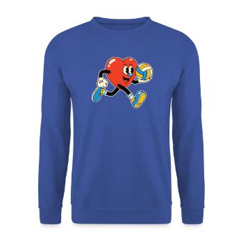 Herzvolleyball Held Valentinstag   - Unisex Pullover - Royalblau - Vorne - Alina (178cm) & Michal (187cm)