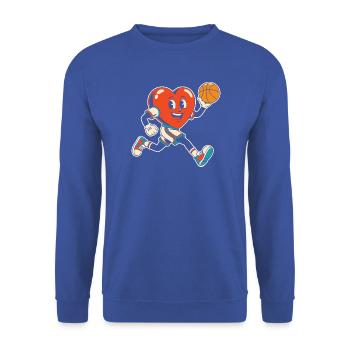 Basketball Herz Mascot Sprint - Unisex Pullover - Royalblau - Vorne - Alina (178cm) & Michal (187cm)