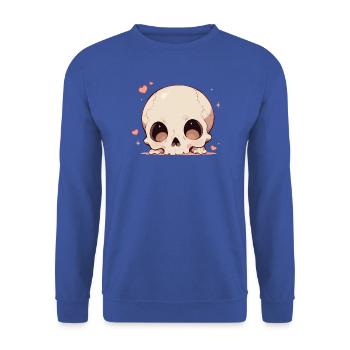 Kuscheliges Schädelherz Cartoon - Unisex Pullover - Royalblau - Vorne - Alina (178cm) & Michal (187cm)
