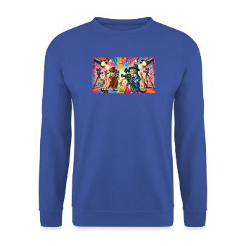 Bunte Kinokatzen am Filmset - Unisex Pullover - Royalblau - Vorne - Alina (178cm) & Michal (187cm)
